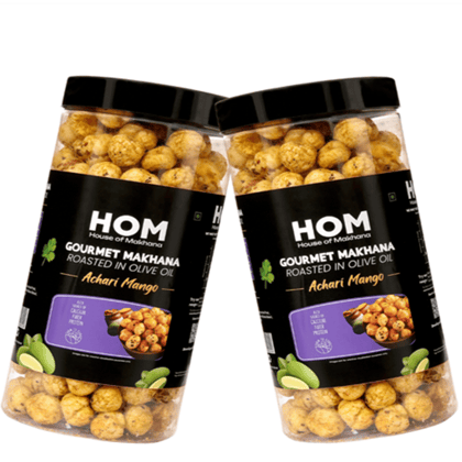 GOURMET MAKHANA Roasted in Olive Oil | Achari Mango | Combo Of 2, 65g Each. - 130 gm
