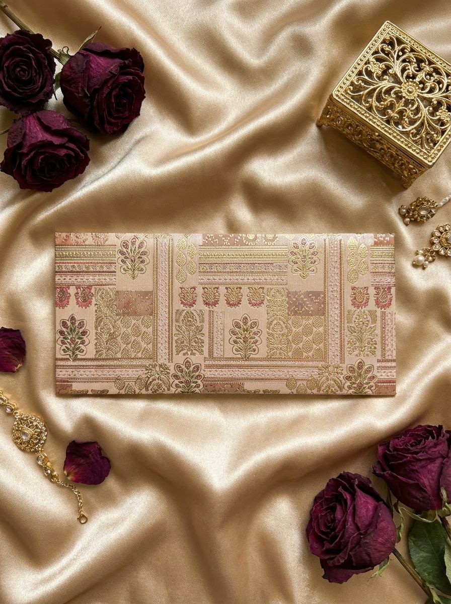 The Pink Brocade Envelope – Elegant Modern Money Envelope for Stylish Gifting
