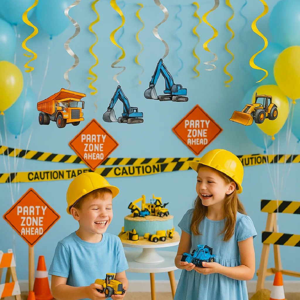 Under construction Swirl Decorations - 5PC - Party and Festive Needs | Buy online on ZillyBuy