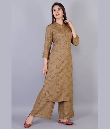 HIGHLIGHT FASHION EXPORT - Brown Straight Rayon Women's Stitched Salwar Suit ( Pack of 1 )