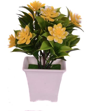 YUTIRITI Orchids Yellow Artificial Flowers Bunch - Pack of 1