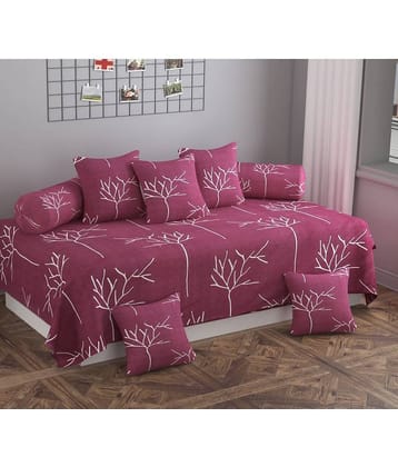 SHOMES Cotton Geometric Diwan Set 8 Pcs - Purple