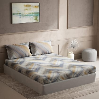 DDECOR - Cherish Collection 100% Cotton Abstract Pattern 150TC Super King |274 CM X 274 CM| with 2 Pillow Covers - Blue