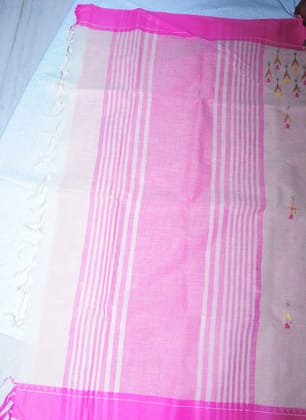Elegant Pink White Floral Saree
