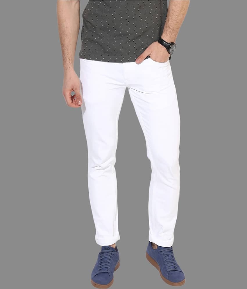 HALOGEN - White Denim Slim Fit Men's Jeans ( Pack of 1 )