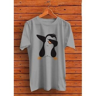 Aakash Mens Grey Printed Polyester Round Neck T-Shirt