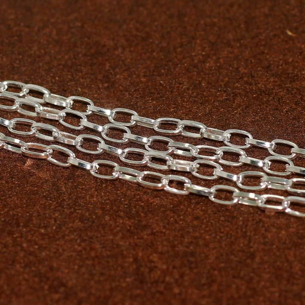 1 Mtr, 8x5mm Silver Metal Chain-Silver / Iron