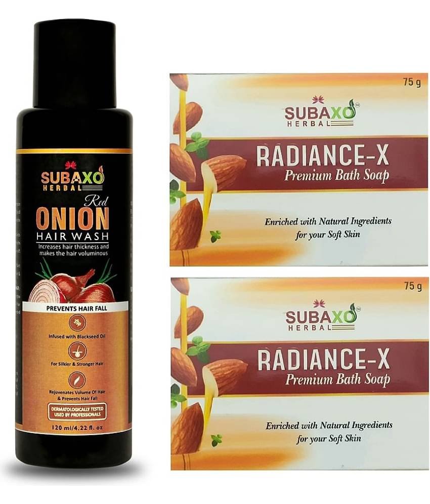 Herbal Red Onion Hair Wash Shampoo 120 Ml & Radiance-X Soap 2 Pc Each 75 G