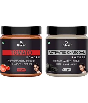 Oilanic 100% Pure Tomato Powder & Charcoal Powder For Skin Hair Mask 200 g Pack of 2