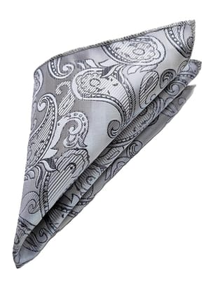 VOICI France - Premium Pocket Square Men Satin Wedding Handkerchief Multicolor Free Size - Silver 1