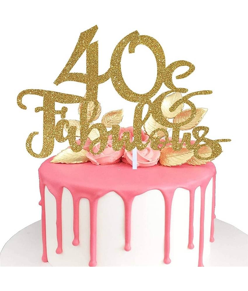 Zyozi® Gold Glitter 40 & Fabulous Cake Toppers Number 40 Forty Cake Picks Decorations for 4Oth Birthday Wedding Anniverysary Party Supplies