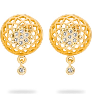 LUV FASHION Golden Stud Earrings ( Pack of 1 )