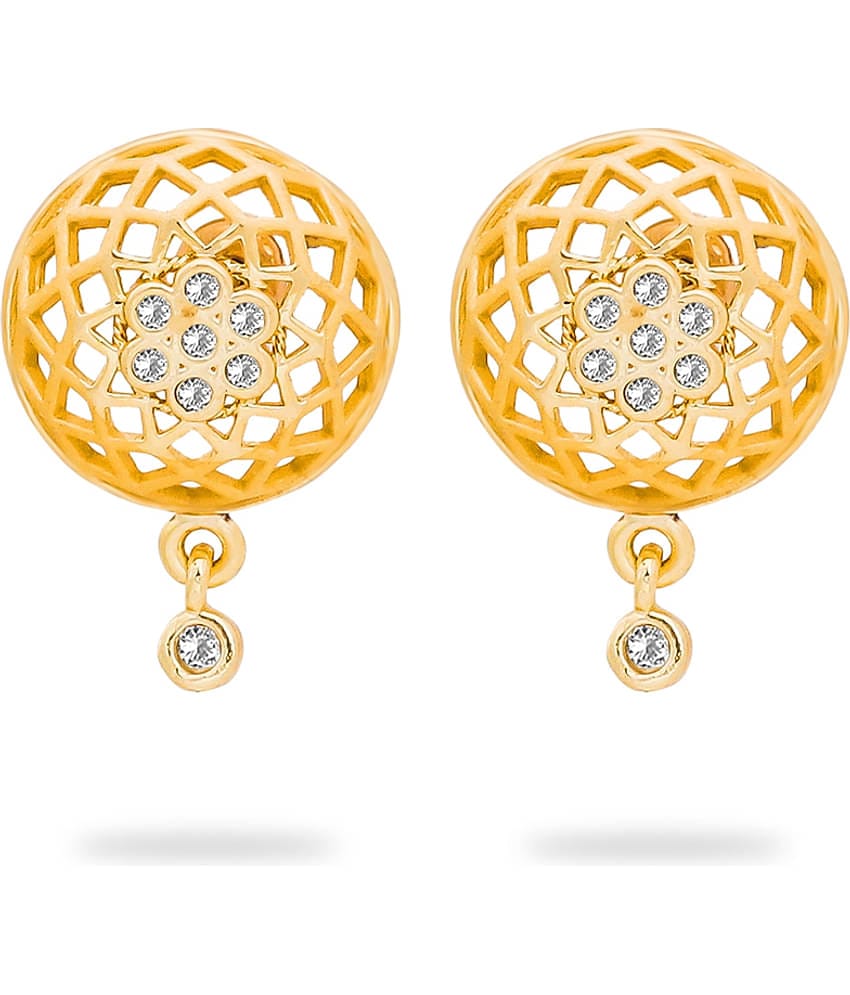 LUV FASHION Golden Stud Earrings ( Pack of 1 )