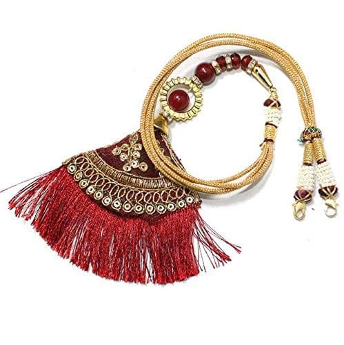 10 Pcs, Designer Latkan Zari Back Rope Dori Red-Red / Zari