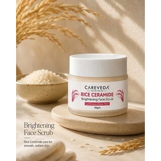(Pack of 1) CareVeda Rice Ceramide Brightening Face Scrub with Sugar, Coffee Walnut, For Smooth Hydrated-Looking Skin, 50g (Pack of 1) CareVeda Rice Ceramide Brightening Face Scrub with Sugar, Coffee Walnut, For Smooth Hydrated-Looking Skin, 50g