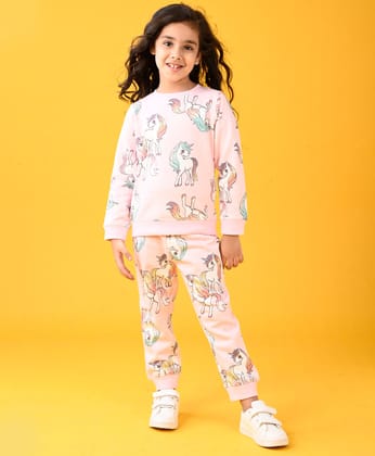 UNICORN STAR FUN PRETTY PINK FLEECE SWEATSHIRT JOGGER SET - PINK-0-6 MONTHS / 2N / PINK