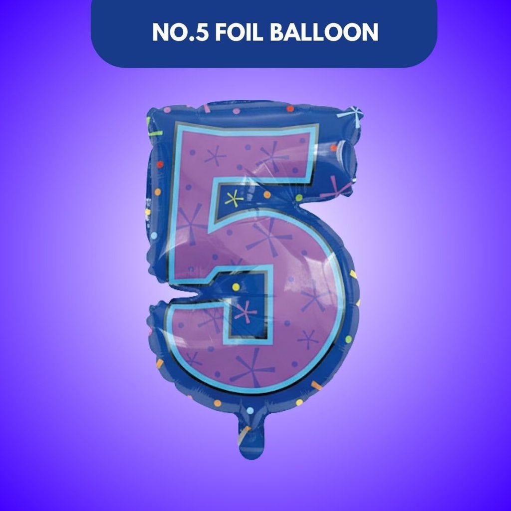 Number 5 Foil Balloon - Helium Quality - 18 inches - 1PC - Party and Festive Needs | Buy online on ZillyBuy