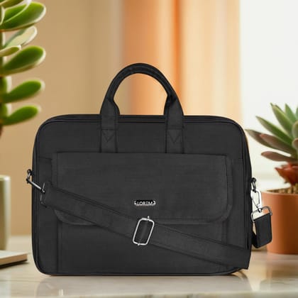 LOREM Matte Black Color Faux Leather 9.44L Messenger Bag For Men