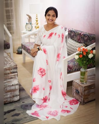 AWESOME LINEN COTTON PRINTED SAREE - 2212