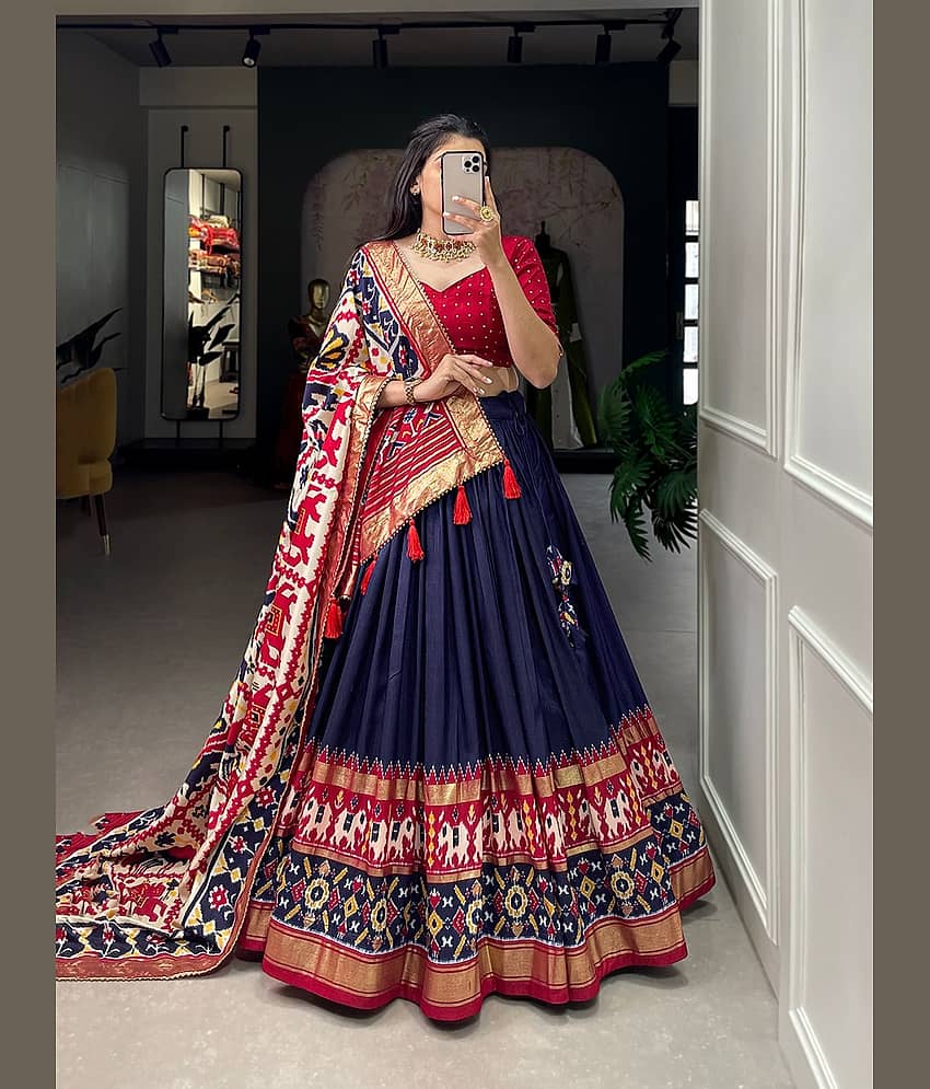 THE PRIVATE LABLE Green Tussar Silk Flared Ready To Wear Lehenga