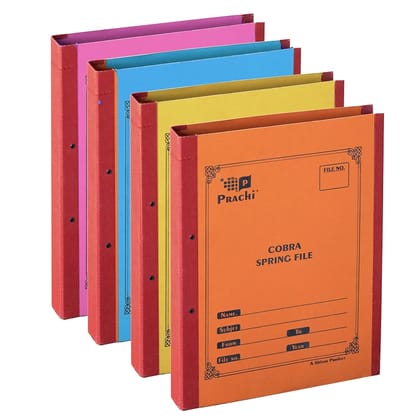 Storite 4 Pack Spring Files A4 Size Paper Folder Cobra File Document Organizer Certificates Holder- Color May Vary (35 x 26 x 3.5 cm)