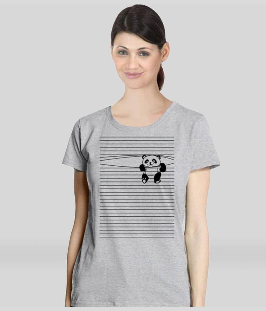 Neo Garments Women Cotton Striped Regular Fit Round Neck T-Shirt ( Grey )