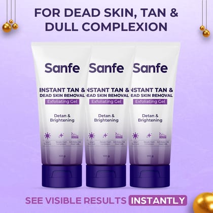 Sanfe Instant Tan & Dead Skin Removal Exfoliating Gel (Pack of 3) Sanfe Instant Tan & Dead Skin Removal Exfoliating Gel (Pack of 3) - Dead Skin Removal Gel - 100gm (Pack of 3)