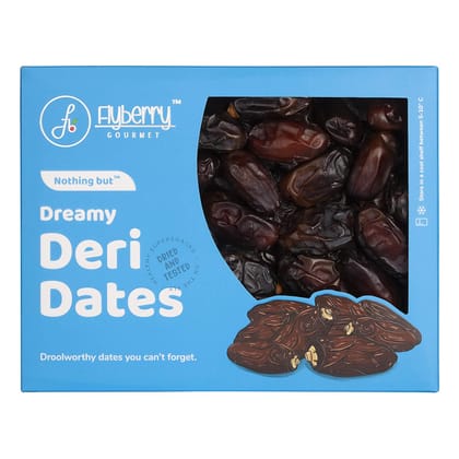 Flyberry Gourmet Deri Dates (Khajoor/Khajur) 1kg | 100% Natural | Rich in Calcium, Iron and Potassium | Instant Energy