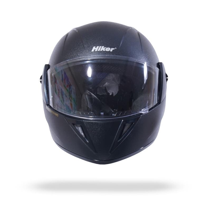 HIKER by VARROC | Wave Natural Full Face Helmet for Men, ISI Certified Flip-Up Helmet, Lightweight, Polycarbonate Visor for Clear Visibility, Easy to Maintain (Size: S, 580MM, Black)