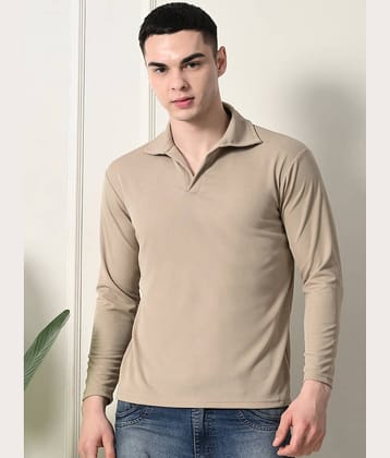VIOUR Pack of 1 Polyester Slim Fit Solid Full Sleeves Men's Polo T Shirt ( Beige )
