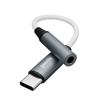 Geonix Befit AX7 Type-C to 3.5mm AUX Female Converter/Adapter| MIC & Audio Support | Smart DAC Chip | Plug & Play | 13cm Cable, 1 Year Warranty (Cool Gray)