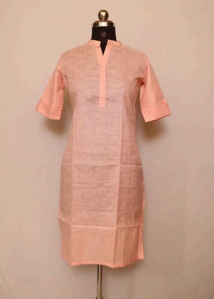 Cotton Collar Kurti With Sleeves