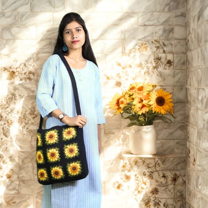 Crochet Sunflower tote bag 1 piece Each [37X80cm]