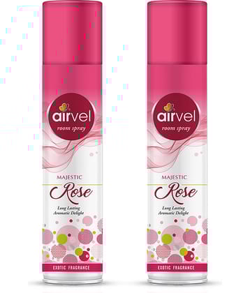 Airvel Rose Fragrance Room Spray Air Freshener for Home, Bathroom and Car 217ml ( Pack of 2 )