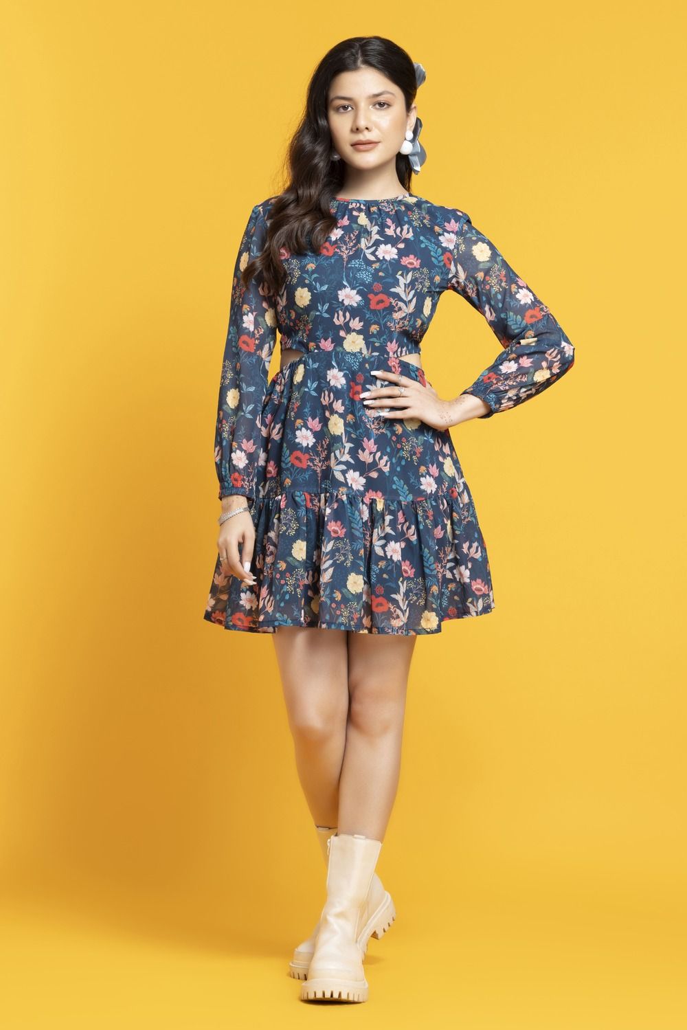 Womens Floral Printed Georgette Dress