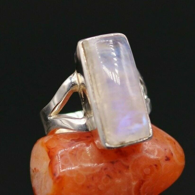 Amazing 925 silver anniversary wedding rainbow moonstone ring band gift sr108