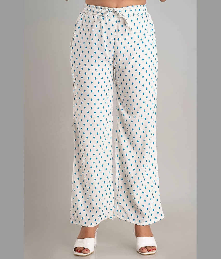 MAUKA - White Rayon Women's Palazzo ( Pack of 1 )