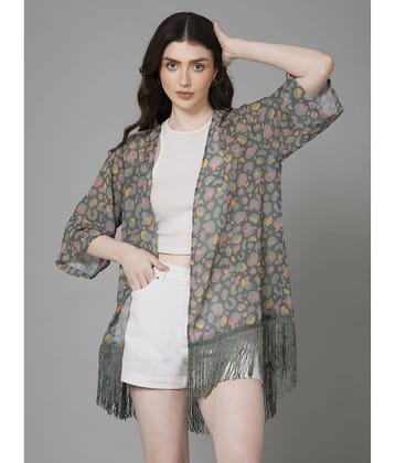 Purys Polyester Blend Free Size Women's Green Shrug