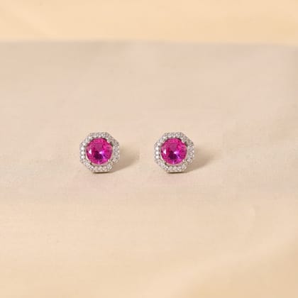 Polygon Earrings - Dark Pink