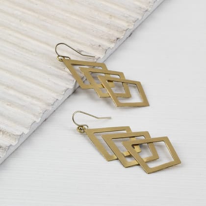 Handcrafted Brass Rhombus Design Earring