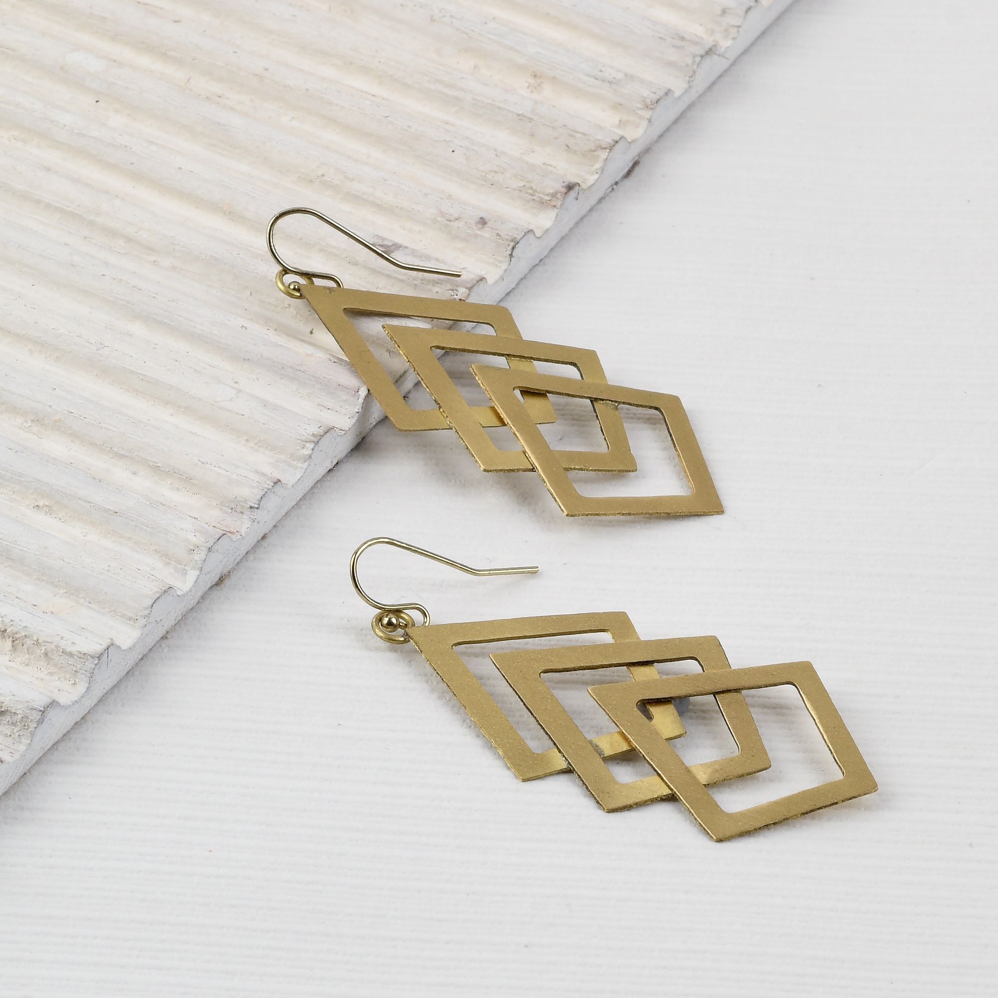 Handcrafted Brass Rhombus Design Earring