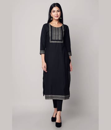 GOD BLESS - Black Rayon Women's Straight Kurti ( Pack of 1 )