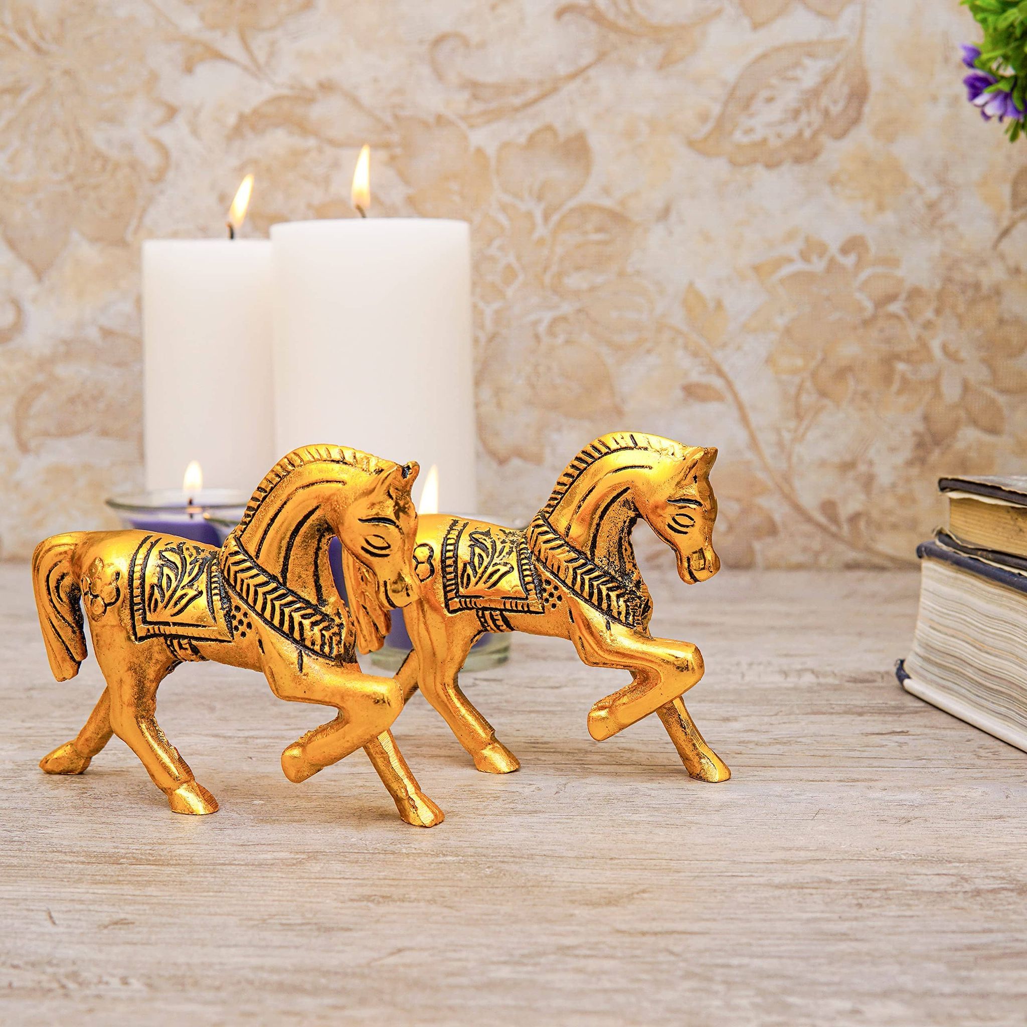 Craftlayout Metal Pair Horse idol Statue 3.5 Inch
