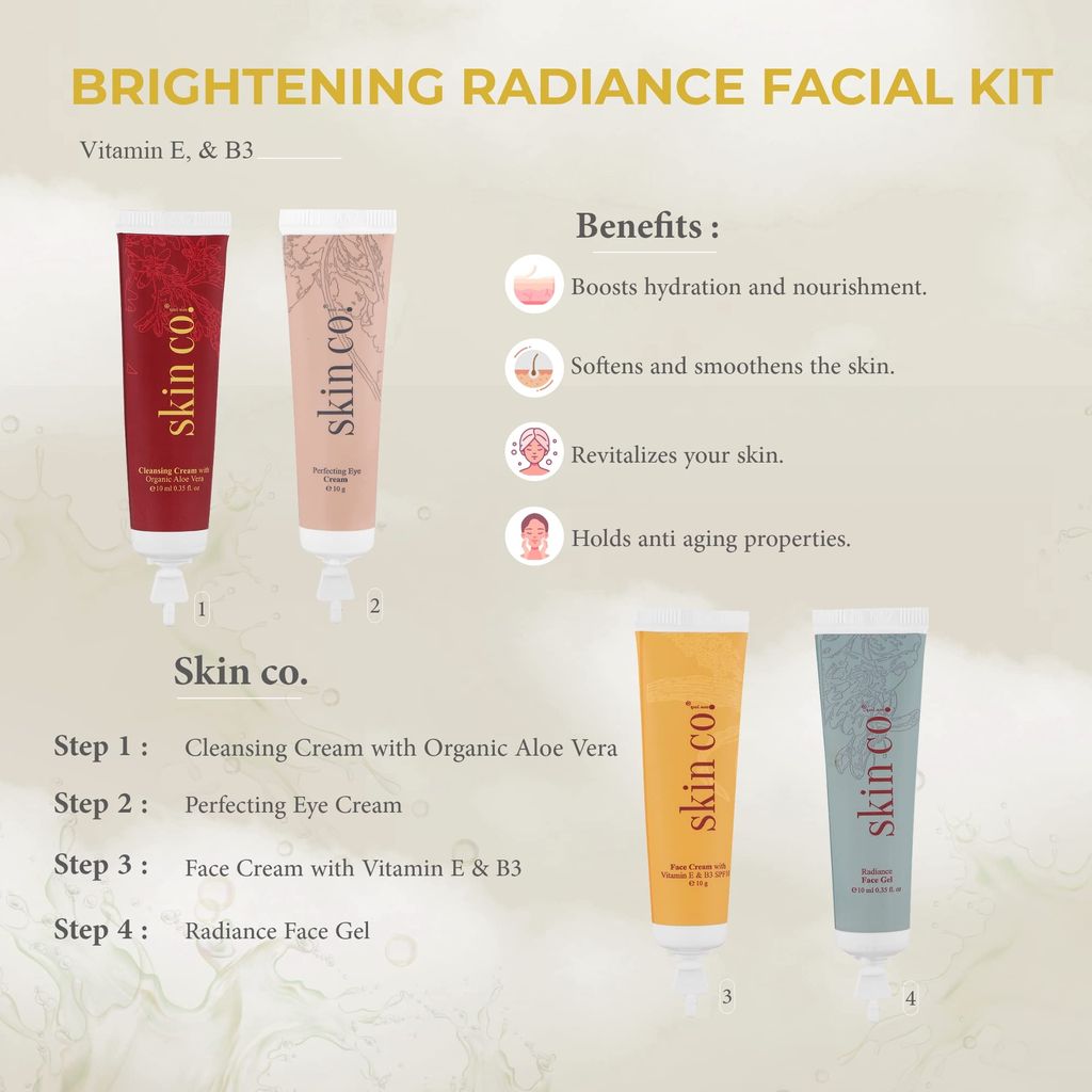 skin co. new york Brightening Radiance Facial Kit with Vitamin B3| Vitamin E | SPf 10 | For Skin Types