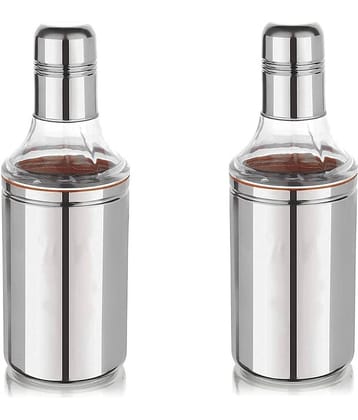 Dynore - Silver Steel Oil Container ( Pack of 2 )