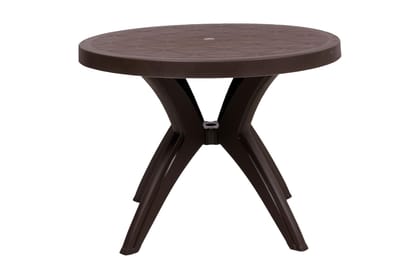 Supreme Furniture Marcus Round Plastic Table Suitable for Dining, Restaurant, Cafeteria, Resort, Office, School, Living Room, Indoor & Outdoor (Wenge)