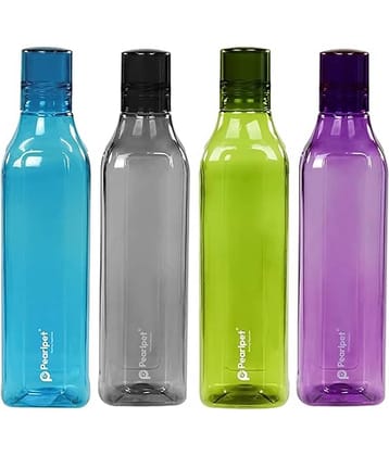 PearlPet CUBIC-1000ML-4PCS Multicolour Plastic Water Bottle 1000 mL ( Set of 4 )
