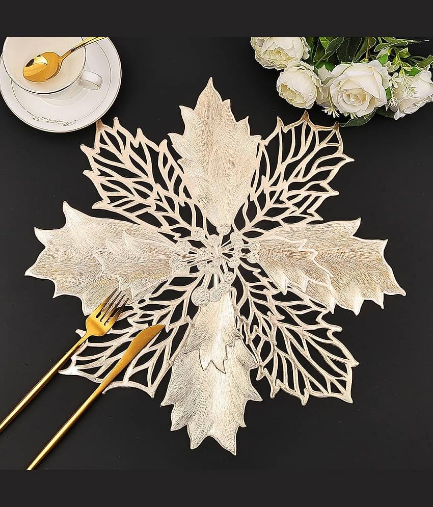 Dakshya Industries PVC Floral Others Table Mats ( 40 cm x 40 cm ) Pack of 1 - Gold