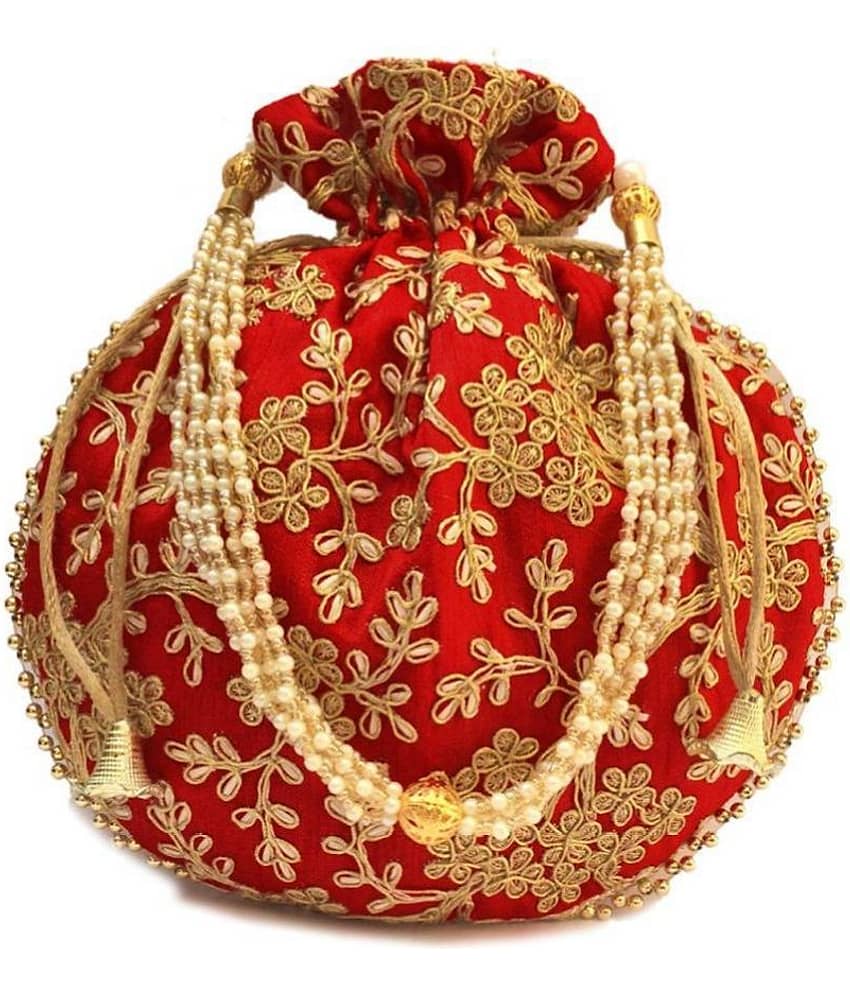 Bulbul Red Silk Potli