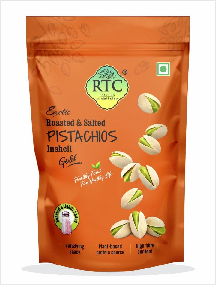 RTC Californian Roasted & Salted Pistachios 200 gm I Crunchy & Delicious I Over baked I Shelled Nuts I Rich with Minerals and Vitamins I Selected Dry Fruits I Nuts I Snacking Perfect I Lightly Salted